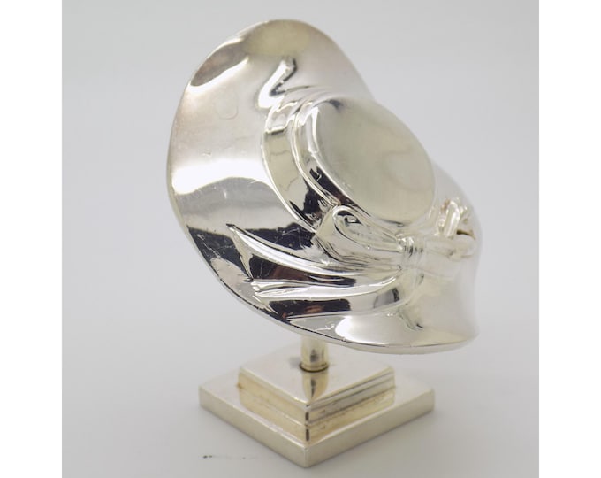 Vintage Italian Handmade Genuine Sterling Silver 925 Egidio Broggi Branded LARGE Hat Display, Solid Silver Figurine
