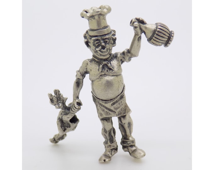 Vintage Italian Handmade Genuine Silver Italian Chef Figurine Miniature Sculpture made in Tuscany (Arezzo)