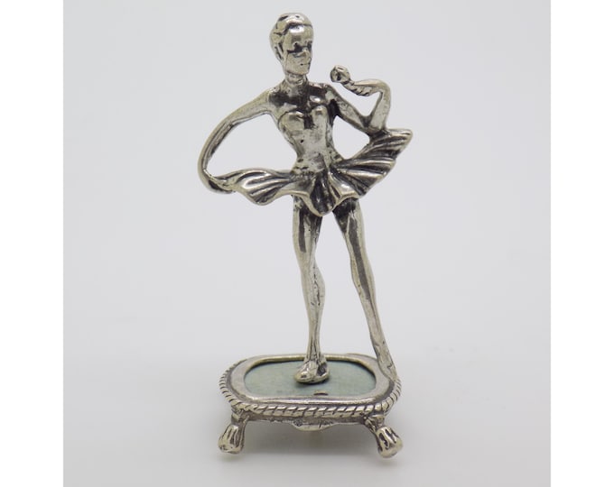 Vintage Italian Handmade Genuine Silver Ballerina Rotating Figurine Miniature