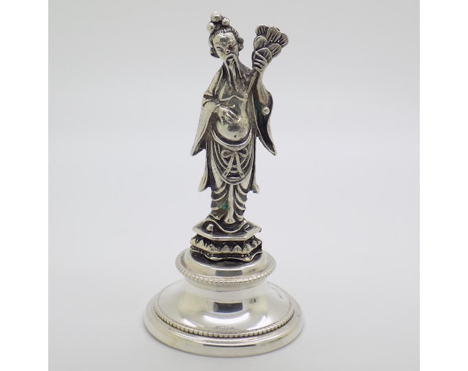 Vintage Italian Handmade Genuine Silver Decorative Chinese Sage Figurine Statue Rare Collectible