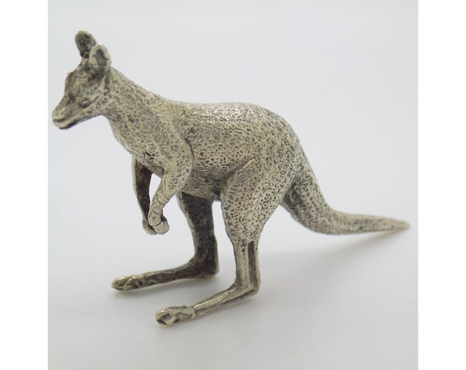 Vintage Italian Handmade Genuine Silver Kangaroo Large Rare Solid Figurine