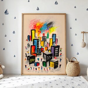 Póster infantil colorido con diseño de arcoíris para guardería, decoración para sala de juegos o aula, póster divertido para habitaciones infantiles.