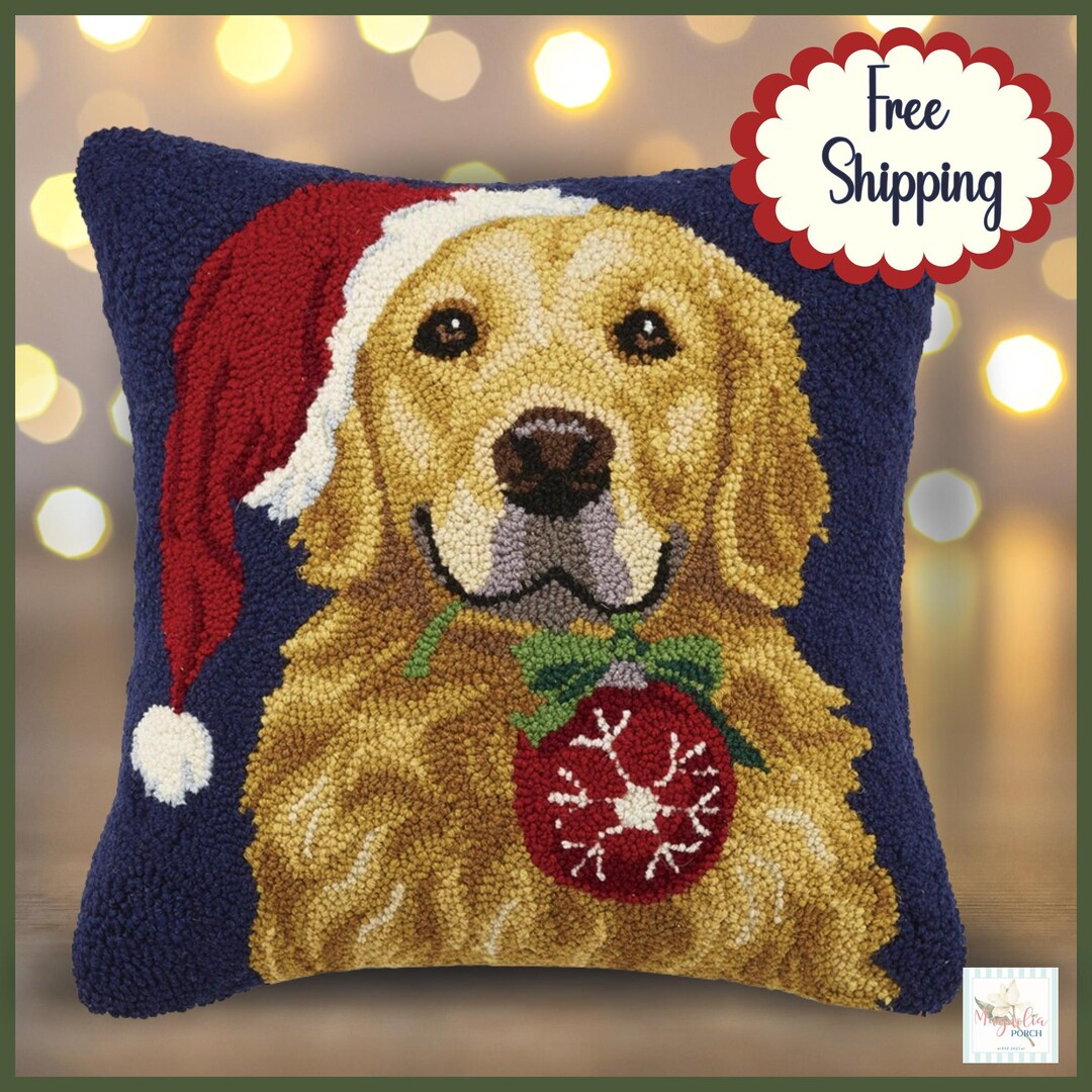 Golden Retriever Christmas Pillow