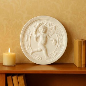 Zodiac Angel Plaster Wall Plaque: Handmade Classical Relief Art