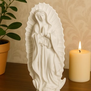 Handmade Plaster Virgin Mary Statue: Catholic Home Decor, 10cm