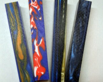 1 pc E-Vap Blue//Gold Swirl Acrylic Pen Blank 3//4/" x 5/"