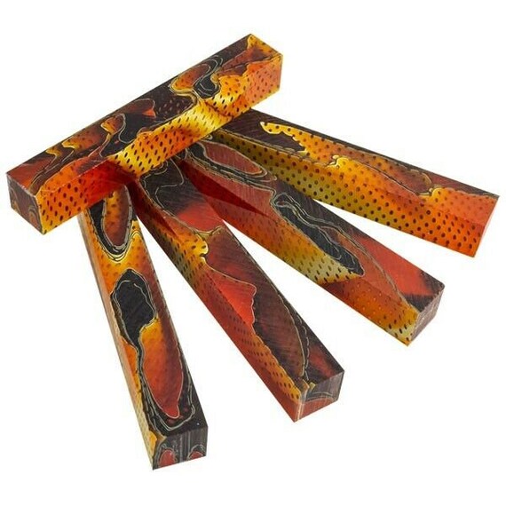 1 pc Orange Mesh Acrylic Pen Blank 3//4/"sq x 5/" ,