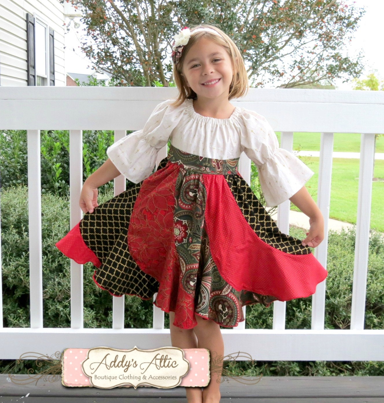 Christmas Dress Peasant Dress Toddler Dress Girls Dress Etsy