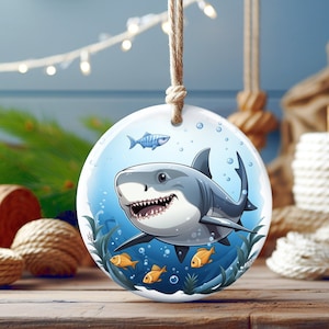 BeachThemed Christmas Ornament | Baby Shark Boy Ornaments | Beach Christmas Tree/Wreath | Baby Boy First Christmas Ornament
