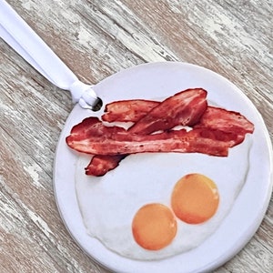 Bacon & Fried Egg Ornament: Breakfast Lover Gift personalized holiday decor