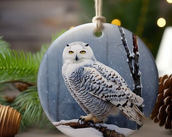 Snowy Owl Christmas Ornament | Owl Ornaments | Wild Life Ornaments | White owl | Christmas Owl Wreath | Owl Christmas Stocking | Personalize