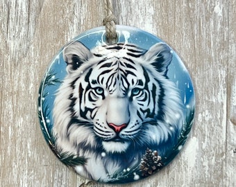 White Siberian Tiger Ornament | Tiger ornaments