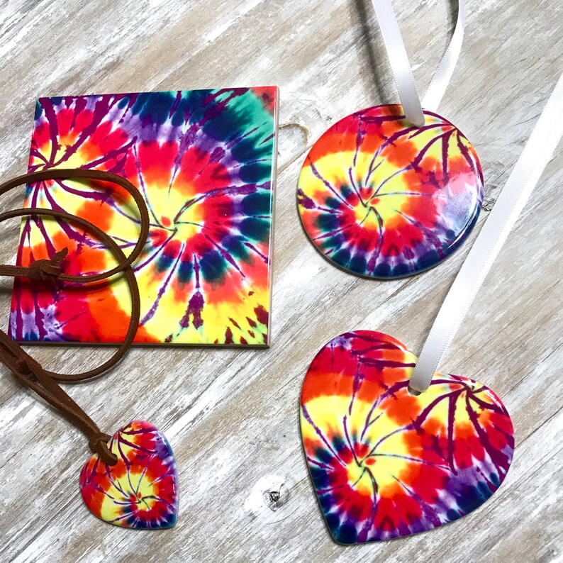 Hippy Christmas Tie dye Ornaments Personalized Tie dye Christmas Stocking Rainbow Tie dye Colorful Christmas Tree Ornaments Boho Gifts