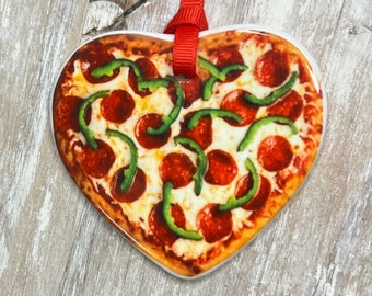 Personalized Pizza Love Ornament | Miniature Pizza Gifts | Extra Cheesy Pizza Picture | Pizza Box Optional