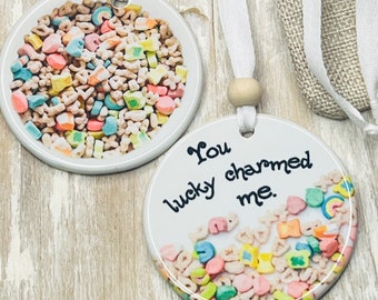 Lucky Charm Cereal Bowl Valentine Pun Ornament | You are my Lucky Charm Cereal and Milk Photo | You Lucky Charmed Me | Ldr Gift | Cereal-sly