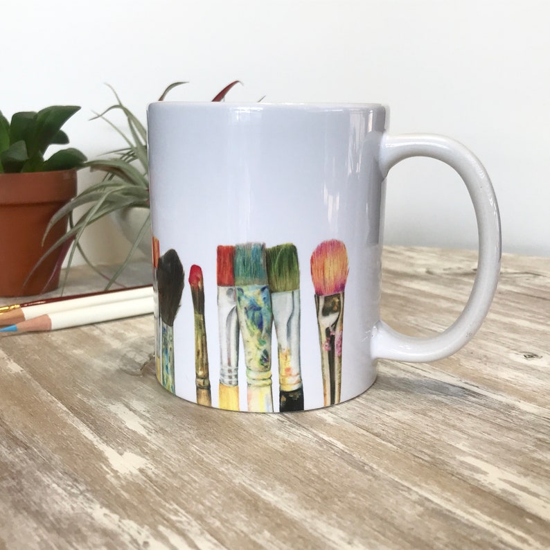 Artist Gift Coffee Mug Paint Brush Holder/Pen Holder No Handle Option Painter Mug Artsy Coffee Cup Art Student, Painter Art Teacher image 3