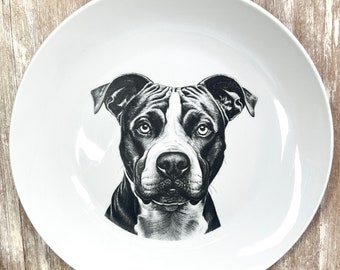 American Pit Bull Terrier Dog Plate Pitbull Mom Gift | Pitty Wall Decor | Staffordshire Bull Terrier Mix | Dog Lover Decorative Art