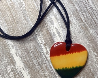 Rasta Necklace Heart Pendant | Reggae Jamaican Rastafarian | Everything Is Gonna Be Alright