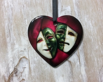 Comedy Tragedy Mask Ornament | Theater Charm | Acting Drama Teacher Gift | Theatre Ornament | Thespian Stage Actor Actress Broadway Gift