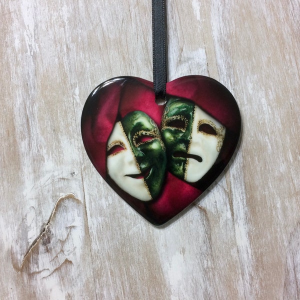 Comedy Tragedy Mask Ornament | Theater Charm | Acting Drama Teacher Gift | Theatre Ornament | Thespian Stage Actor Actress Broadway Gift