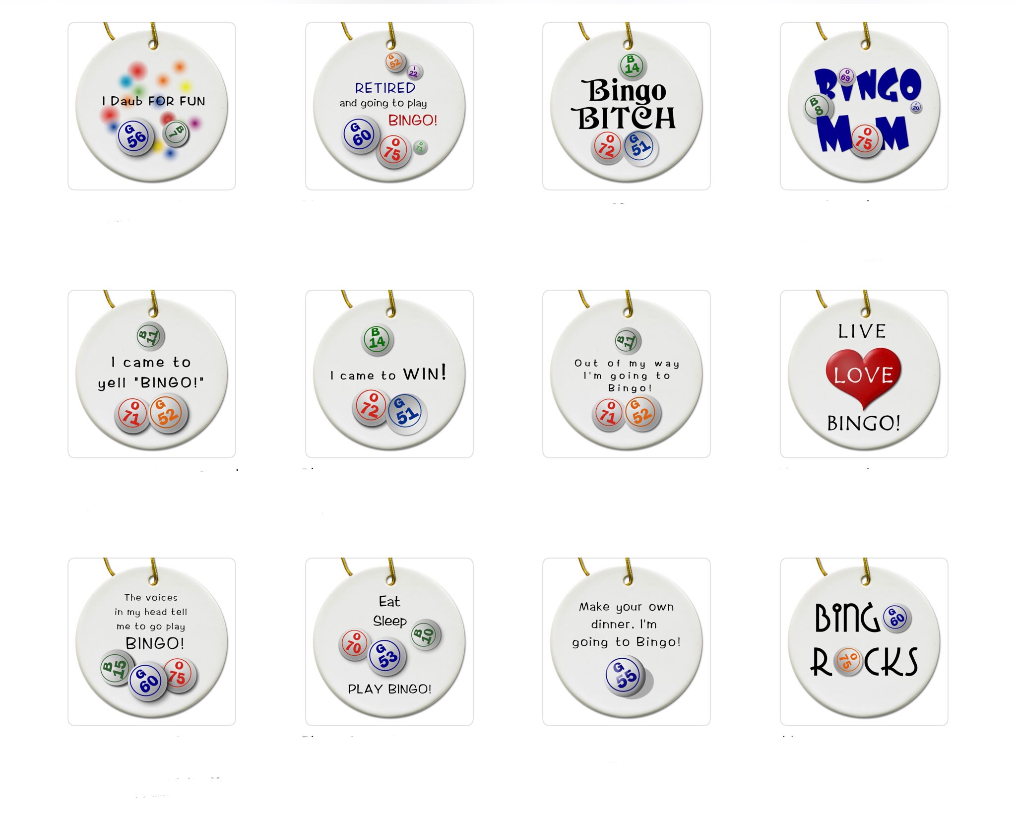 Bingo Player Gift Christmas Ornament Bingo Numbers Balls Etsy UK