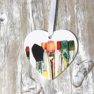 Artist Ornament Personalized | Gift for Painter Artist Mom, Art Student, Teacher | Valentine Paint Brushes Decoration | Paintbrush Ornament