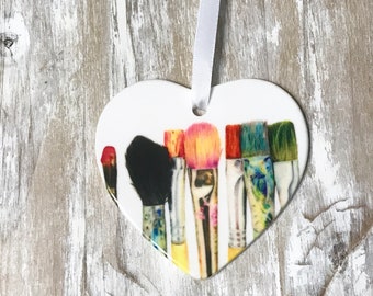 Artist Ornament Personalized | Gift for Painter Artist Mom, Art Student, Teacher | Valentine Paint Brushes Decoration | Paintbrush Ornament