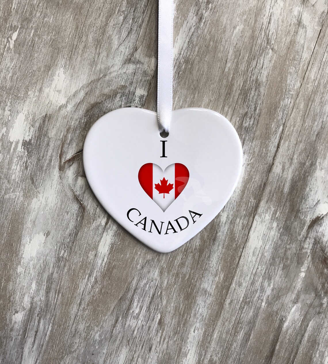 I Heart Canada Ornament Canadian Flag Personalized Heart Etsy