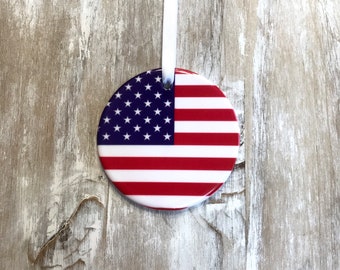 Patriotic Christmas Ornament | American Flag Wreath Ornament | patriot gift | United States of America | USA | Stars and Stripes Americana