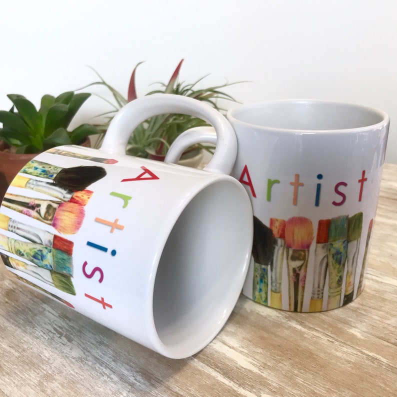 Artist Gift Coffee Mug Paint Brush Holder/Pen Holder No Handle Option Painter Mug Artsy Coffee Cup Art Student, Painter Art Teacher image 2