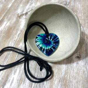 Blue Tie Dye Heart Pendant Necklace | Personalized Gift for Grandma, Stepmom, Sister, Niece  | Hippie Jewelry | Boho swirl Tie dye Necklace