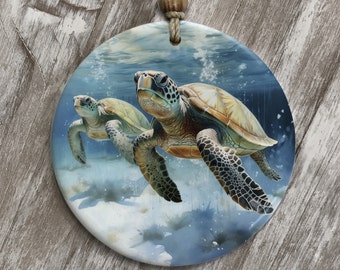 Turtle Ornament | Sea Turtle Ornament Turtle Lover Gift | Best Friend Ornament | Save Turtles | Ocean Ornament | Sea Glass Christmas Tree