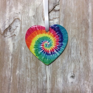 Tie dye Valentine Heart Ornament | Heart Tie Dye | Hippie Boho | Rainbow Tie dye Colorful Valentines Day gift For her | Grandma Mom Sister