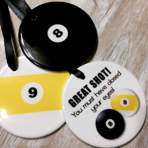8 ball Pool Player Ornaments | Nine Ball, Billiards Christmas Decor | Pool Hall Game Room Gift | Pool Table | Cue Shark | Billard Balls