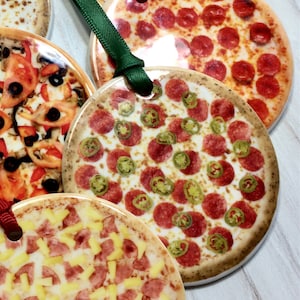 Pizza Ornament Christmas | Pepperoni Jalapeno Cheese | Pizza Food Ornaments | Hot & Spicy Italian | Pizza Makers gift | Friday Night Dinner