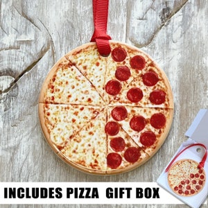 Pizza Ornament Food Christmas Ornaments Mini Pizza Box | Pizza Gifts | Pizza Decor | Italian Food Ornaments | Cheese Ornament | Food Theme