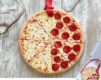 Pizza Ornament Food Christmas Ornaments Mini Pizza Box | Pizza Gifts | Pizza Decor | Italian Food Ornaments | Cheese Ornament | Food Theme