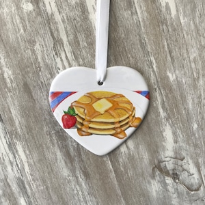 Pancakes Ornament | Breakfast Ornament Personalized | Food Ornament | Pancake Gift Baskets, Tag | Pancakes with Santa | Christmas Morning
