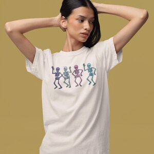 Comfort Colors Halloween Shirt: Retro Dancing Skeletons Tee