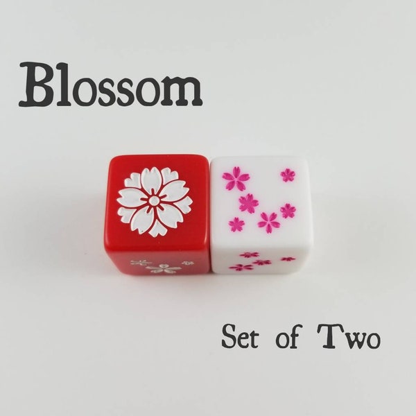 Blossom Dice / Set of 2 / D6 - Cherry Blossom, Flower, Spring