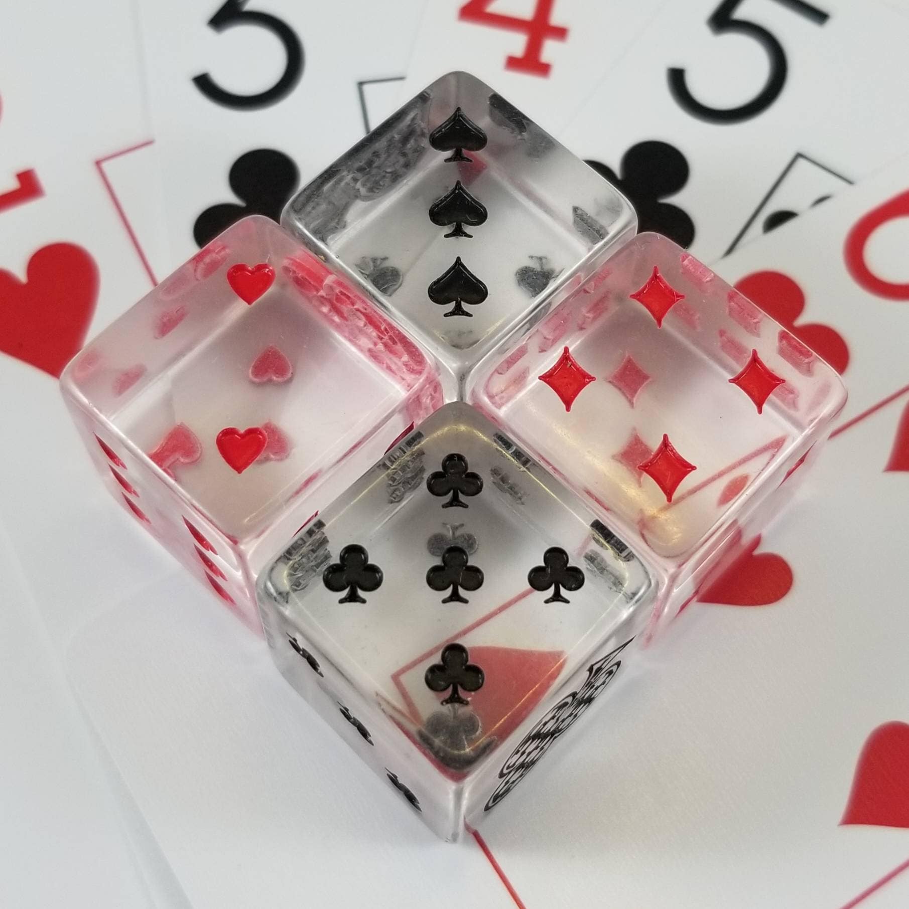 Card Suit Dice /Poker Dice/ Set of 4 / D6