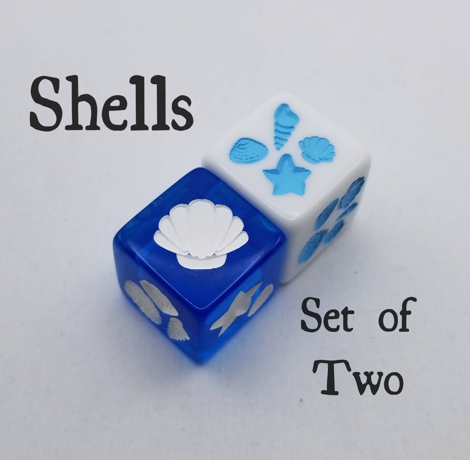 Shell Dice / Set of 2 / D6 Beach Starfish Ocean Etsy