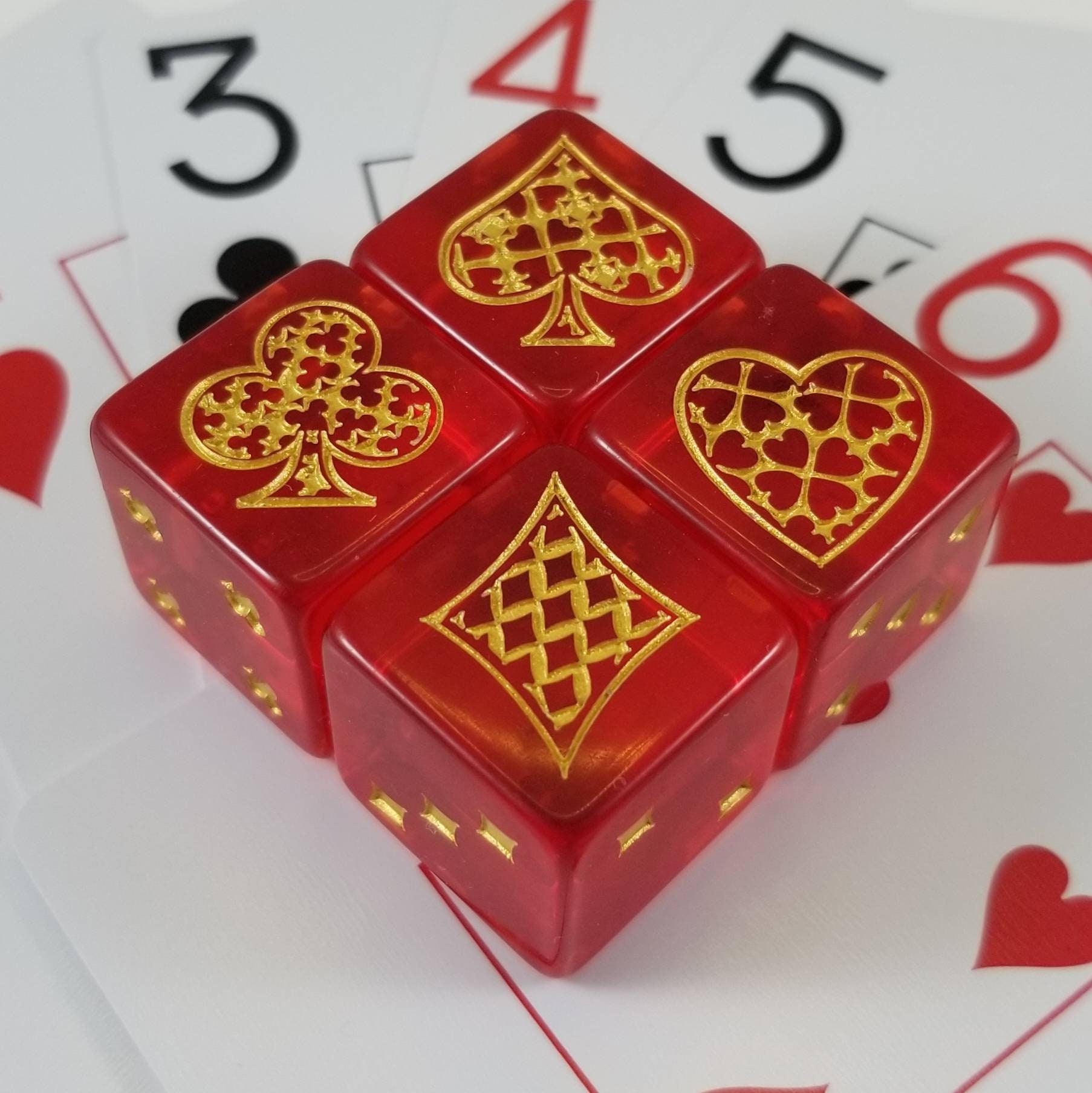 Card Suit Dice /Poker Dice/ Set of 4 / D6