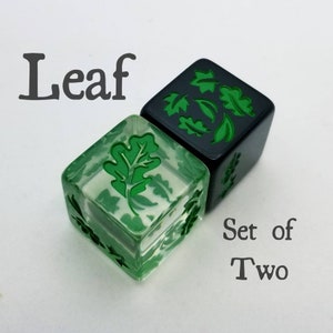 Leaf Dice / Set of 2 / D6 - RPG, D&D, Druid Class, Fall