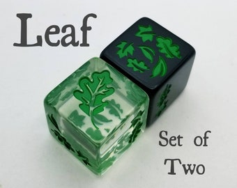 Leaf Dice / Set of 2 / D6 - RPG, D&D, Druid Class, Fall