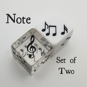 Note Dice / Set of 2 / D6 - RPG, Bard Class, Music