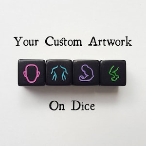 25 Custom Dice With Free Artwork Prep / All Six Sides / Boardgames / Weddings / Personalized