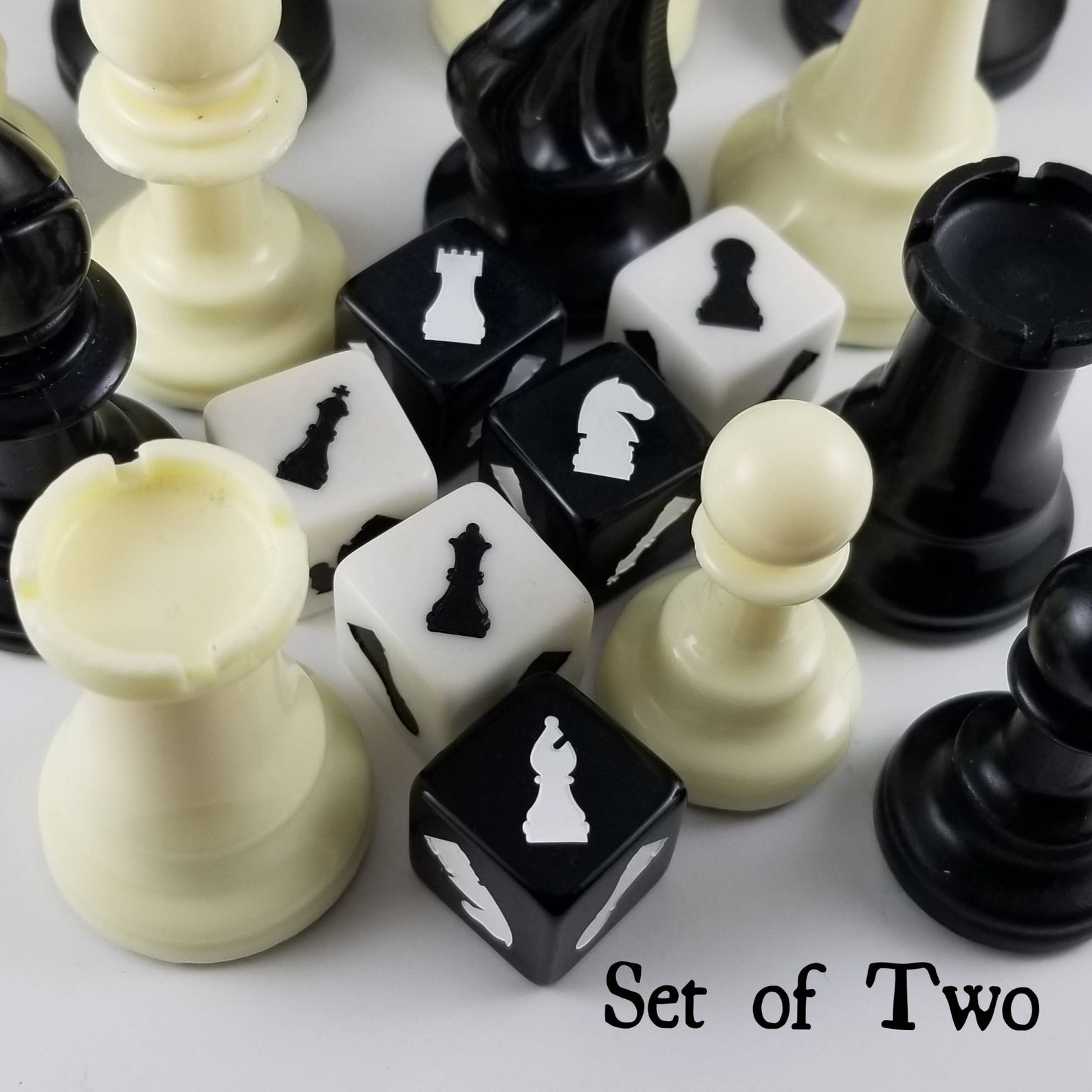 Chess Dice / Set of 2 / D6 Chess Board Pieces Etsy