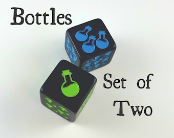 Dés bouteille / Lot de 2 / D6 - Potion, magie, D&D