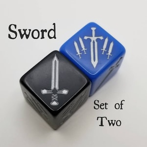 Sword Dice / Set of 2 / D6 - RPG, Fighter Class